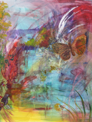 Bird, butterfly and bee